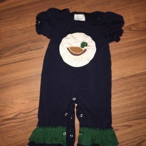 Smocked duck romper